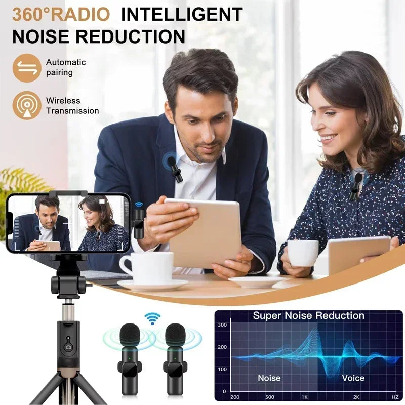 Microphone Wireless Lavalier Microphone for Live Streaming/YouTube/TikTok/Facebook Live Noise Reduction Mic For iPhone/Android