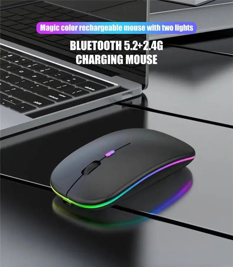 Wireless Mouse Gaming Mouse Backlight USB Compatible RGB Rechargeable Mice Silent Backlit Ergonomic Gaming Mouse for Laptop PC