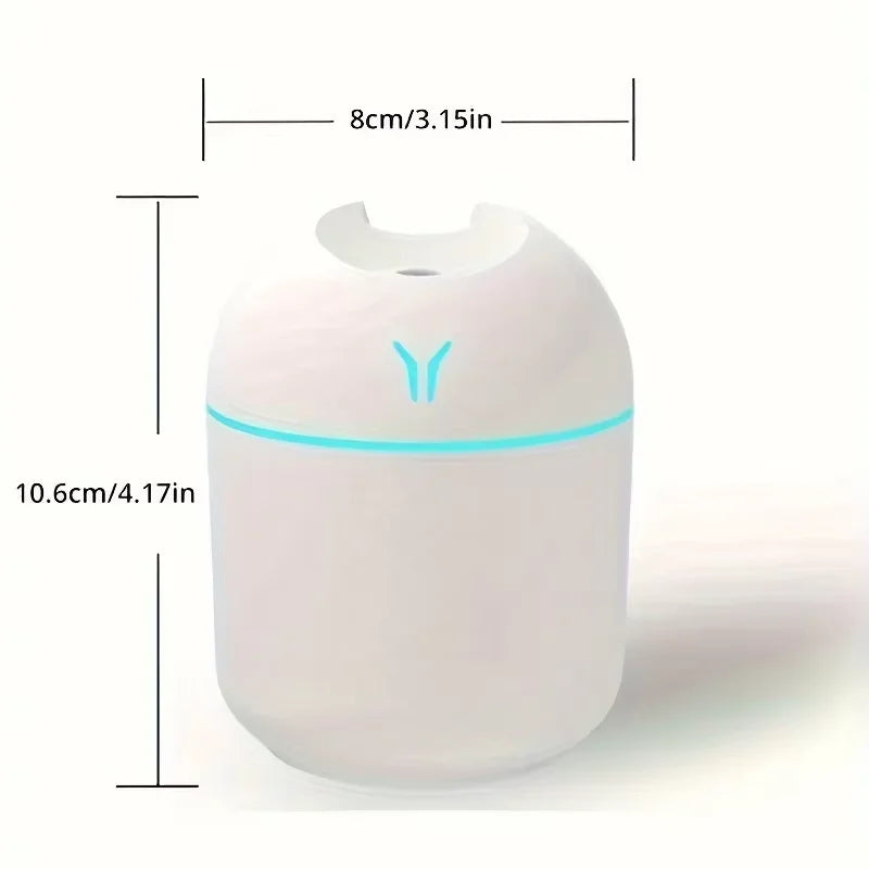 1pc Portable USB ultrasonic air humidifier, essential oil diffuser, car purifier with LED light romantic light