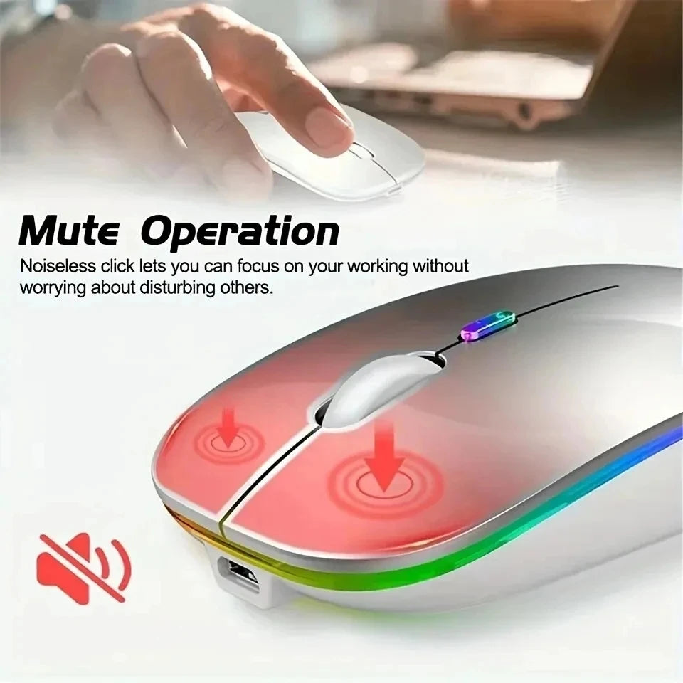 Wireless Mouse Gaming Mouse Backlight USB Compatible RGB Rechargeable Mice Silent Backlit Ergonomic Gaming Mouse for Laptop PC